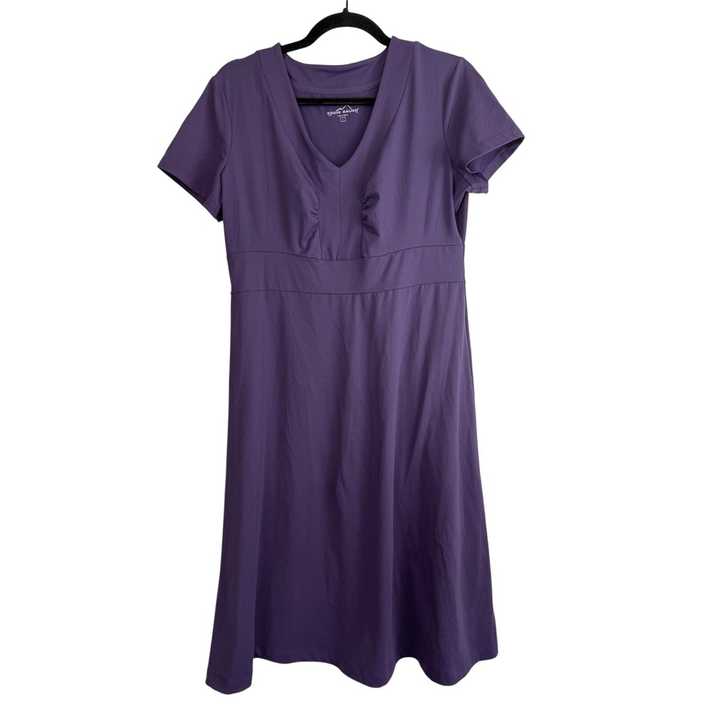 Eddie‎ Bauer Travex Purple Empire Waist A-Line Dress Large Quick Dry Travel Hike